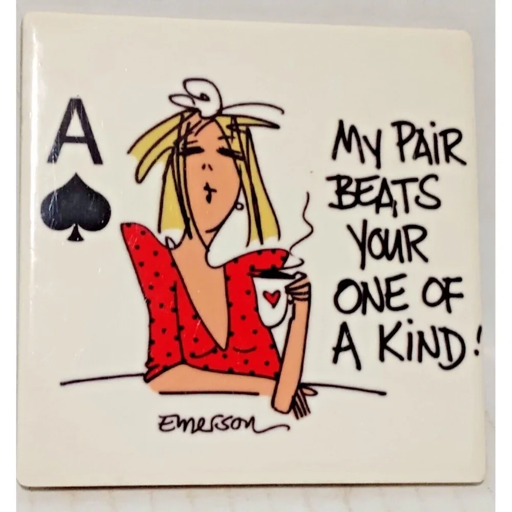 5 Vintage Thirstystone Funny jokes Cork Backed Coaster in Wooden Box USA - Picture 8 of 14